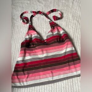 Colorful Striped Halter Swim Top